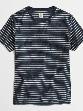 J.Crew Slim Striped Pocket T-Shirt Blue & White Medium